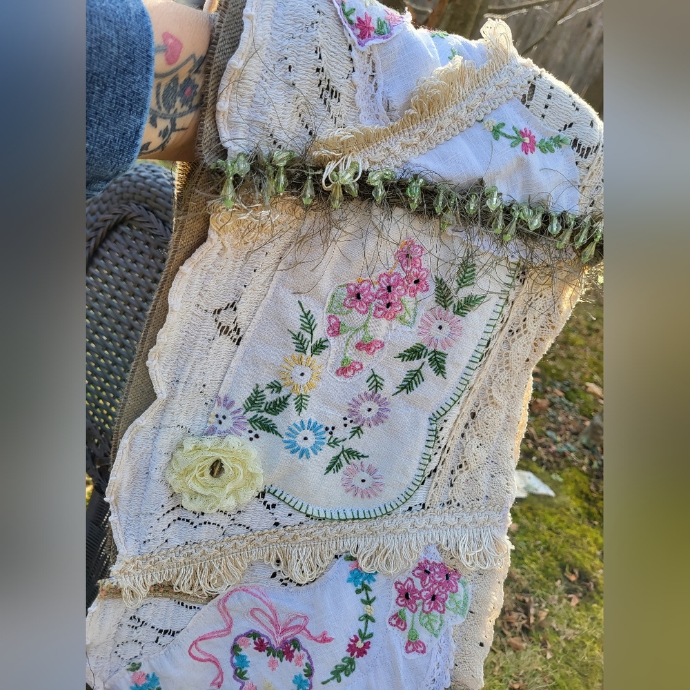 Artsy Boho Upcycled Scarf/Wrap